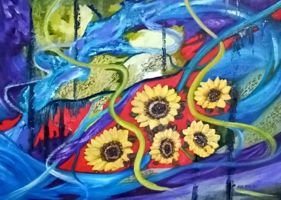 Semiabstract Sunflowers Caught in the Breeze / prints available /